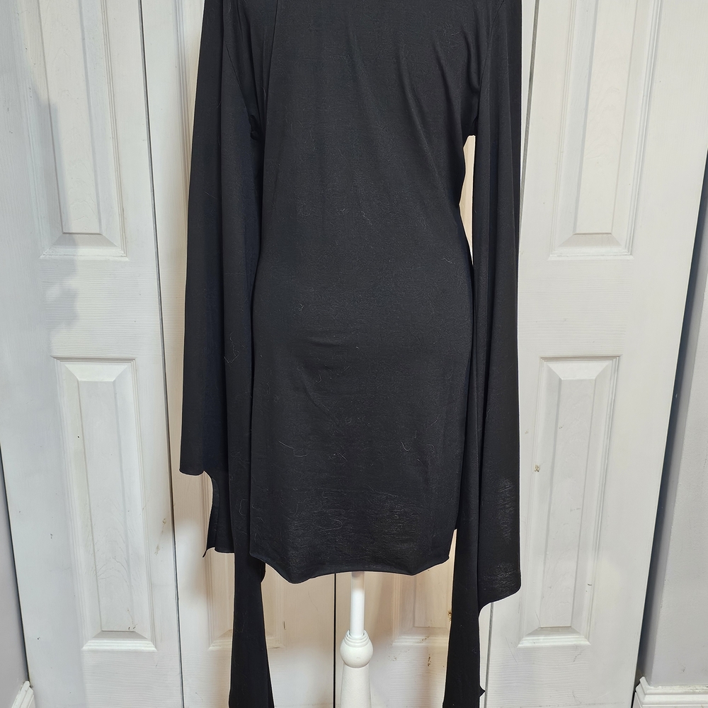 Dolls Kill Black Gothic Bell Sleeve Dress - Picture 6 of 7
